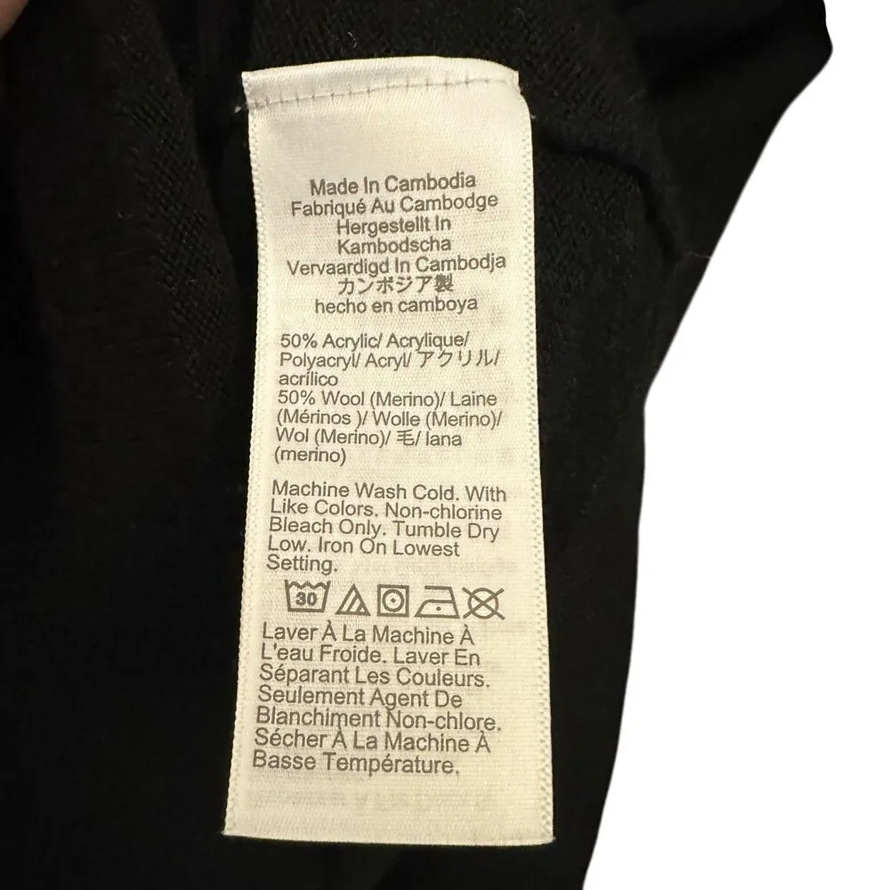 J.‎ Crew Men's Black Merino Wool Blend Henley Sweater Size L